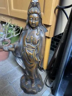 菩薩 水月観音 銅製 仏像 彫刻 置物 開運 風水 現代工芸品 美術品 置物