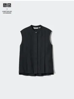 【新品】ユニクロ　コントワーデコトニエ　リネンブレンド ブラウス　Ｌ　ブラック