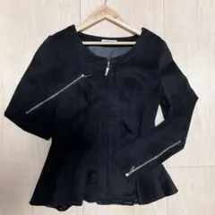 ノーカラーペプラムジャケット