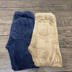 【美品】UNIQLO コーデュロイ レギンス 100cm ネイビー ベージュ