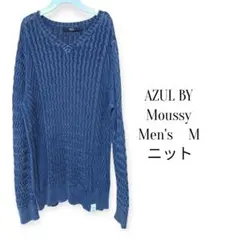 AZUL BY Moussy ネイビー Vネックニット M