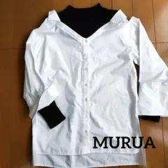 MURUA タートルレイヤードオーバー長袖シャツ ホワイト・ブラックのサムネイル