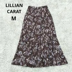 LILLIAN CARAT リリアンカラット 花柄ロングフレアスカートブラウン