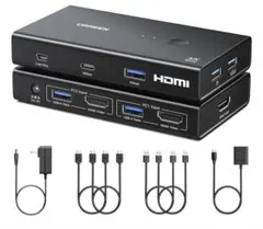 UGREEN HDMI KVM切り替え機 2入力1出力 ケーブル付き