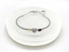 スワロフスキー デュオハート バングル クリスタル パヴェ クリア系 シルバー系