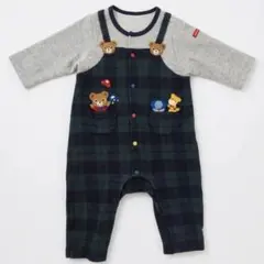 ★お値下げ★MIKI HOUSEグリーンチェックロンパース 70