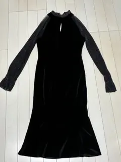 ブラックベルベットパーティードレス ／ マーメイドワンピース