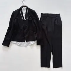 ルイルエブティック ノーカラー ベーシック パンツ スーツ 3点セット M