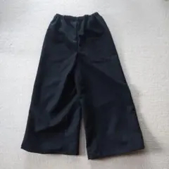 着物リメイク、濃紺ワイドパンツ 総ゴムウエスト ポケット付き