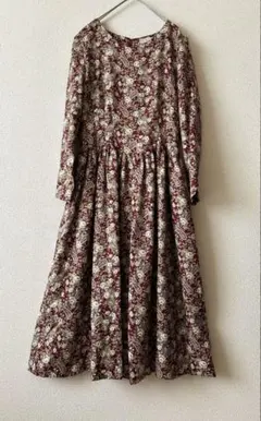 希少✨レトロ　ロングワンピース　ボリュームワンピース　薔薇ペイズリー　ガーリー