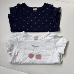 ネイビー小花柄＆ホワイトチェリーTシャツセット