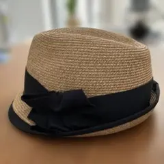 Ca4la ストローハット 黒リボン