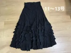 ブラック フリル ロングスカート　ファルダのサムネイル