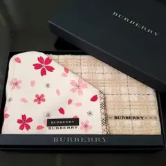 【新品】BURBERRY ハンカチ&タオルハンカチセット 桜柄 ベージュ系