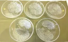 ガラス製花模様ボウル5個セット