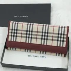 新品未使用品　箱付き　BURBERRY LONDON 長財布　ノバチェック　赤