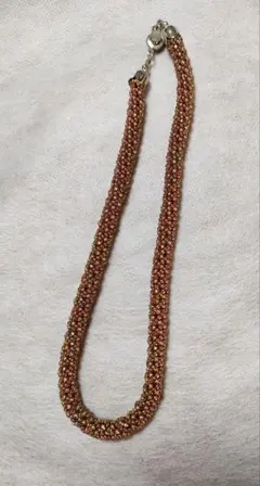 ビーズツイスト編みネックレス ピンクゴールド