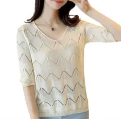 ✨新品未使用✨これからの日焼け対策等に‼️サマーニット メッシュ ホワイト 白