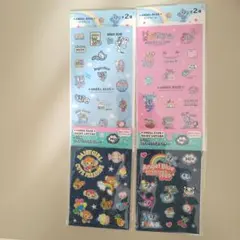 エンジェルブルー★デニムファブリックステッカー　キラキラシール４枚セット　セリア