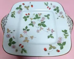 【WEDGEWOOD】ウエッジウッド　ワイルドストロベリー　　手付きスクエア　皿
