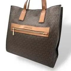 良品 731 マイケルコース トートバッグ シグネチャー PVC レザー 茶