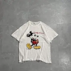 EUROディズニー ミッキー 染み込みプリントTシャツ 90s シングル 