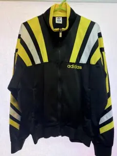 adidas 90s トラックジャケット デサント製 Lサイズ 黒x白x黄 - メルカリ