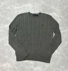 POLO RALPH LAUREN ケーブルニット メンズS グレー 赤刺繍