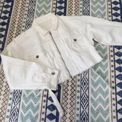 ジェイダ　ホワイト デニムジャケット Gジャン ショート丈 ジップアップ