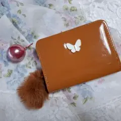 小銭入れ　ミニ財布　ウォレット　カードケース　軽量　ブラウン