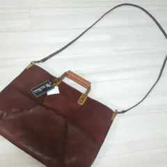 新品未使用☆ブラウン 牛革パッチワークショルダーバッグ