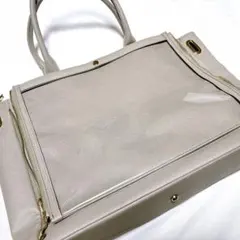 お洒落なホワイト ハンドバッグ クリアハンドル LES SACS ADAM 軽量 