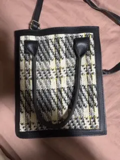 ショルダーバッグ 黒白チェック柄