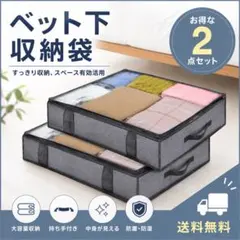 ベッド下 収納ケース グレー 2個セット 不織布 布団 服 クローゼットのサムネイル