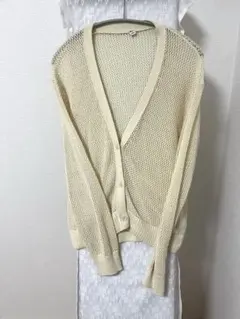 【UNIQLO】アイボリー メッシュカーディガン