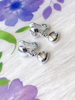 MONET式　シルバー　ドロップ型　クリップイヤリング