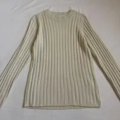 ehka sopoクリーム色リブ編み長袖ニット
