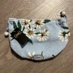 FEILER 花柄ポーチ 水色 約25cm x 15cm