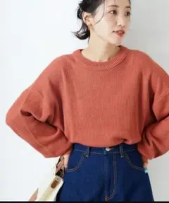 FREAK'S STORE 片畦 ラウンド コットン プルオーバー ニット