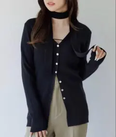 SENEE チョーカーリブニットカーディガン【新品未使用タグ付！】