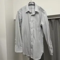 薄いグレー ストライプ 長袖フォーマルシャツ