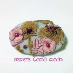 ミナペルホネン pjc ハンドメイド　ブローチオーバル型⑮