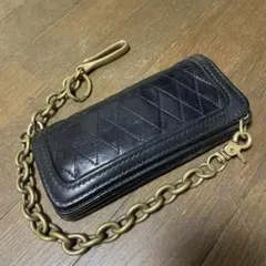最終値下げ‼️キルティング本革ウォレット(ブラック)チェーン付き