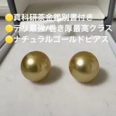 テリ最強 南洋ゴールド真珠 オーロラ茶金 11.2mm K18ピアス - メルカリ
