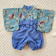 ハンドメイド☆ベビー袴☆鯉柄☆サックス地×ブルーラベンダー