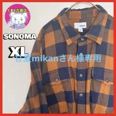 usa古着 SONOMA ネルシャツ XL オレンジ ネイビー アメカジ