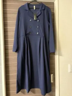 ANGELIEBE ネイビー 膝丈ワンピース ML