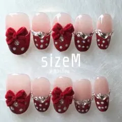 【現品限定】ふわふわリボン フレンチ 量産型 かわいい ネイルチップ