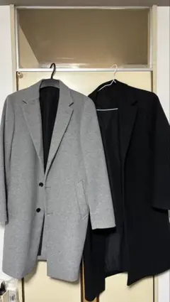 グレー・ブラック チェスターコート 2点セット