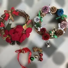 クリスマスリース2個セット　オーナメントオマケ